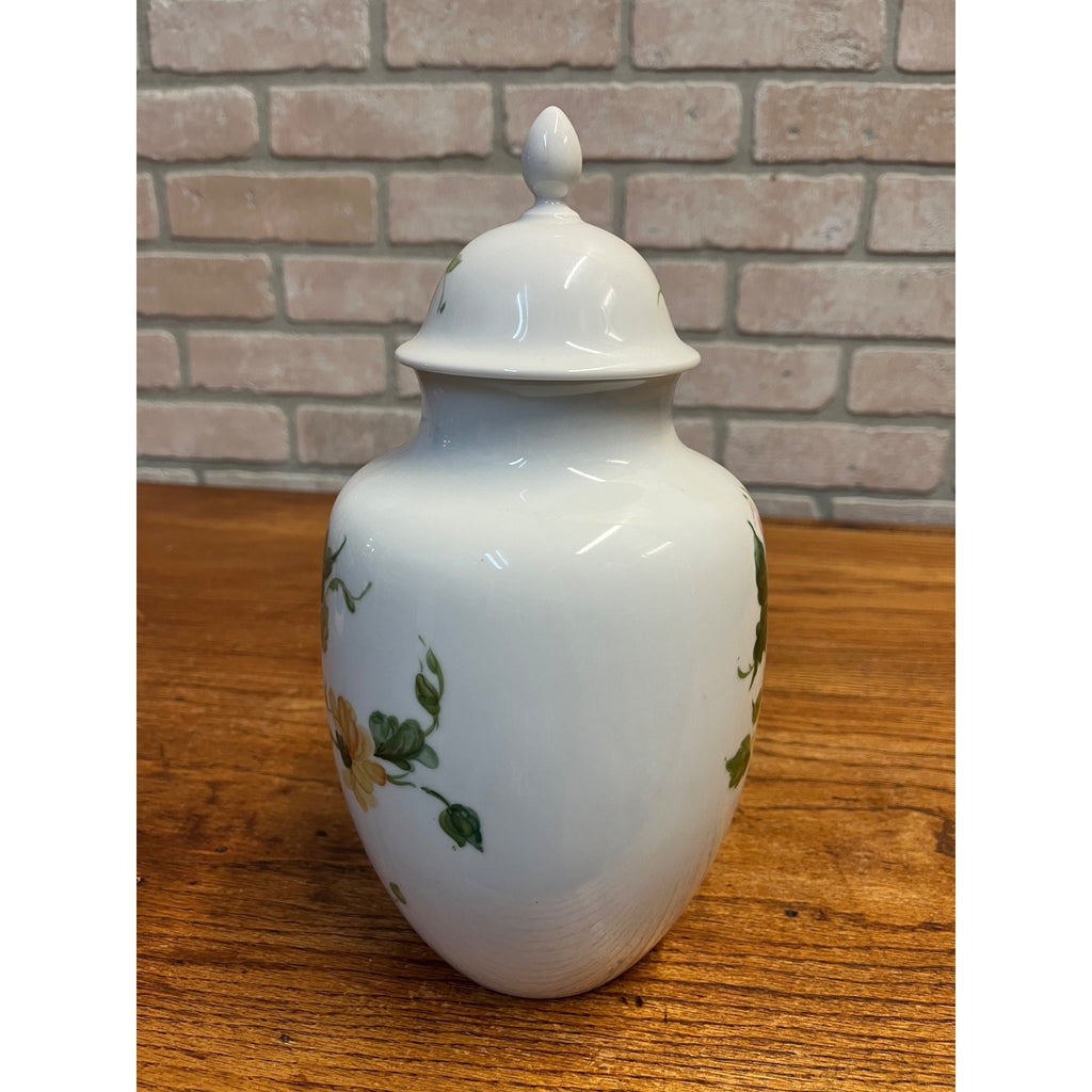 Vintage Kaiser "Lauriane" Porcelain Ginger Jar Floral 8" Tall E&R Western Germany Golden Crown