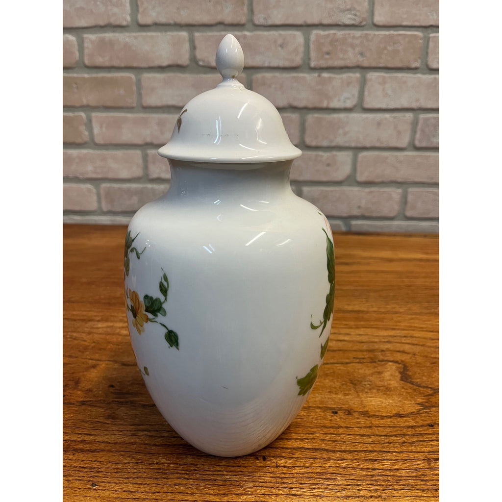 Vintage Kaiser "Lauriane" Porcelain Ginger Jar Floral 8" Tall E&R Western Germany Golden Crown