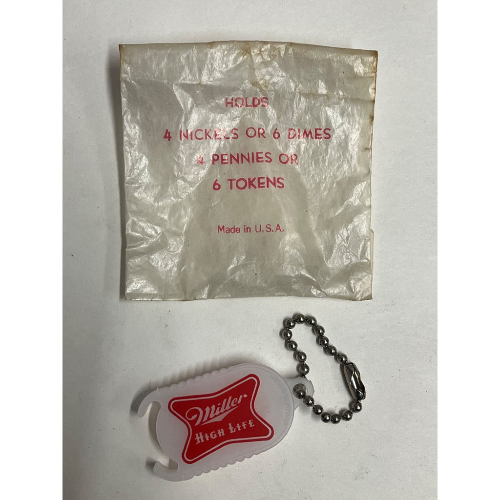 Vintage 1960s Miller High Life Beer Coin Holder Plastic Keychain NOS NEW