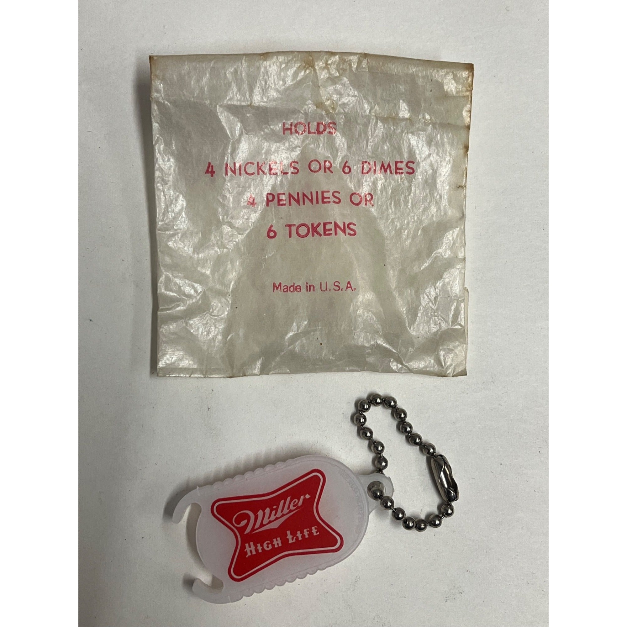 Vintage 1960s Miller High Life Beer Coin Holder Plastic Keychain NOS NEW