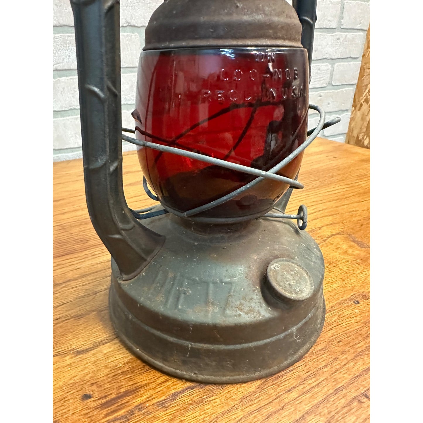 Vintage Dietz Little Wizard Railroad Lantern With Ruby Red Glass