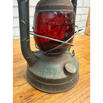 Vintage Dietz Little Wizard Railroad Lantern With Ruby Red Glass