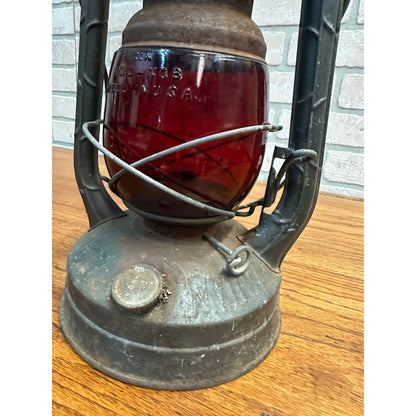 Vintage Dietz Little Wizard Railroad Lantern With Ruby Red Glass