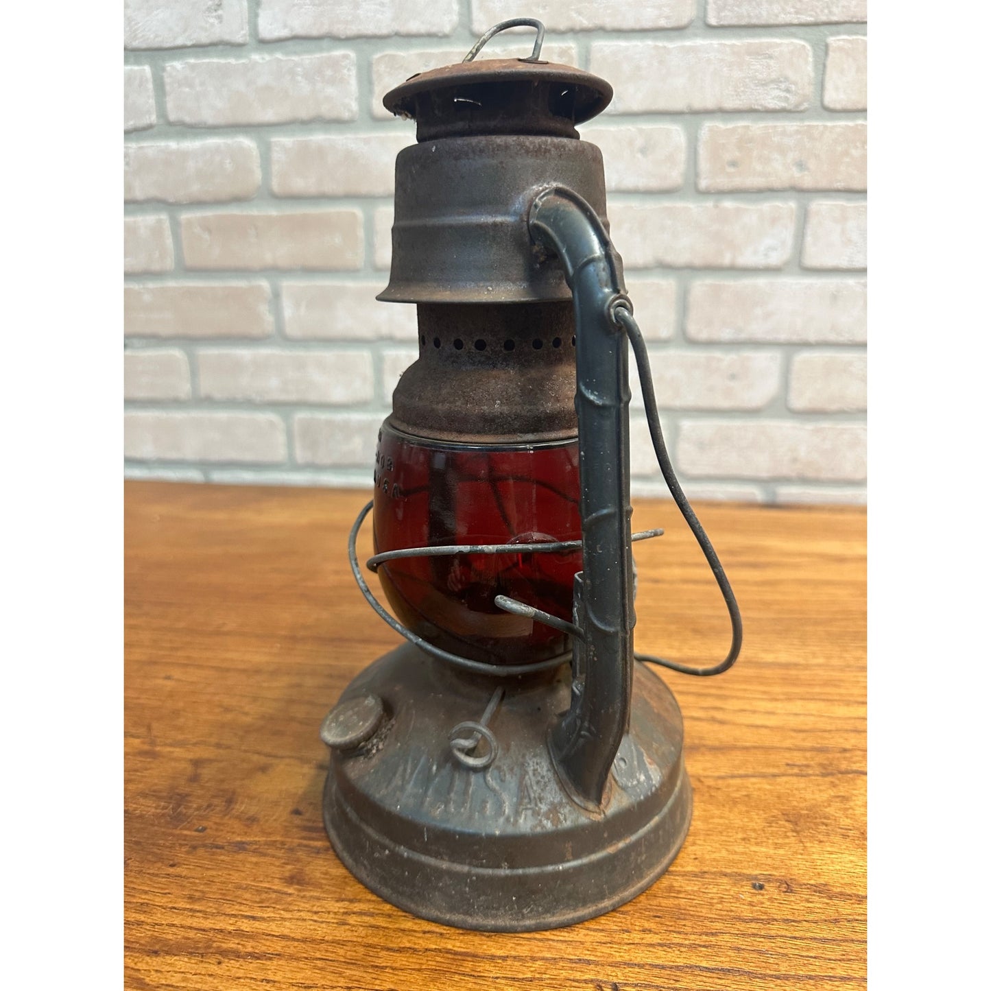 Vintage Dietz Little Wizard Railroad Lantern With Ruby Red Glass