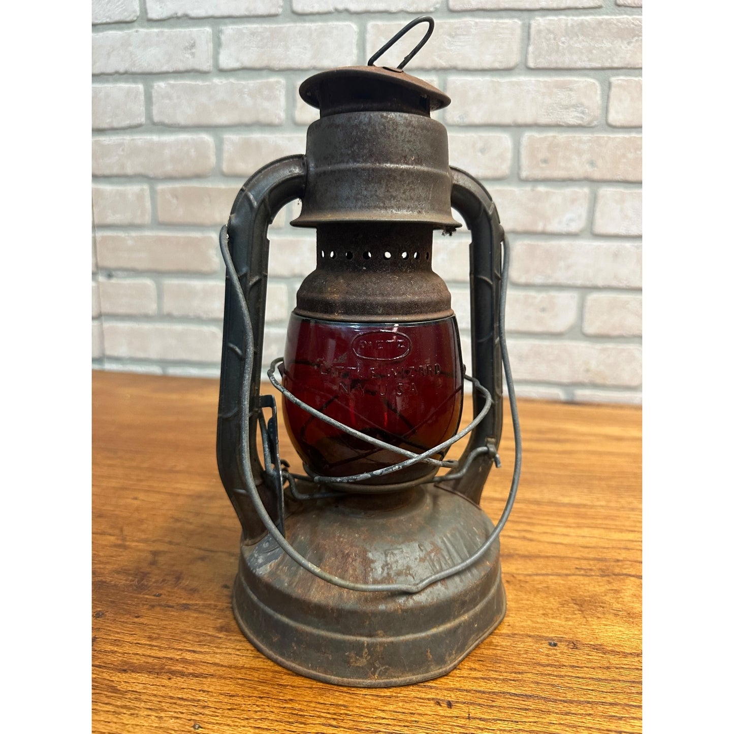 Vintage Dietz Little Wizard Railroad Lantern With Ruby Red Glass