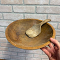 Antique Primitive 19th c. Wooden Butter Bowl w/ Paddle Scoop Farmhouse