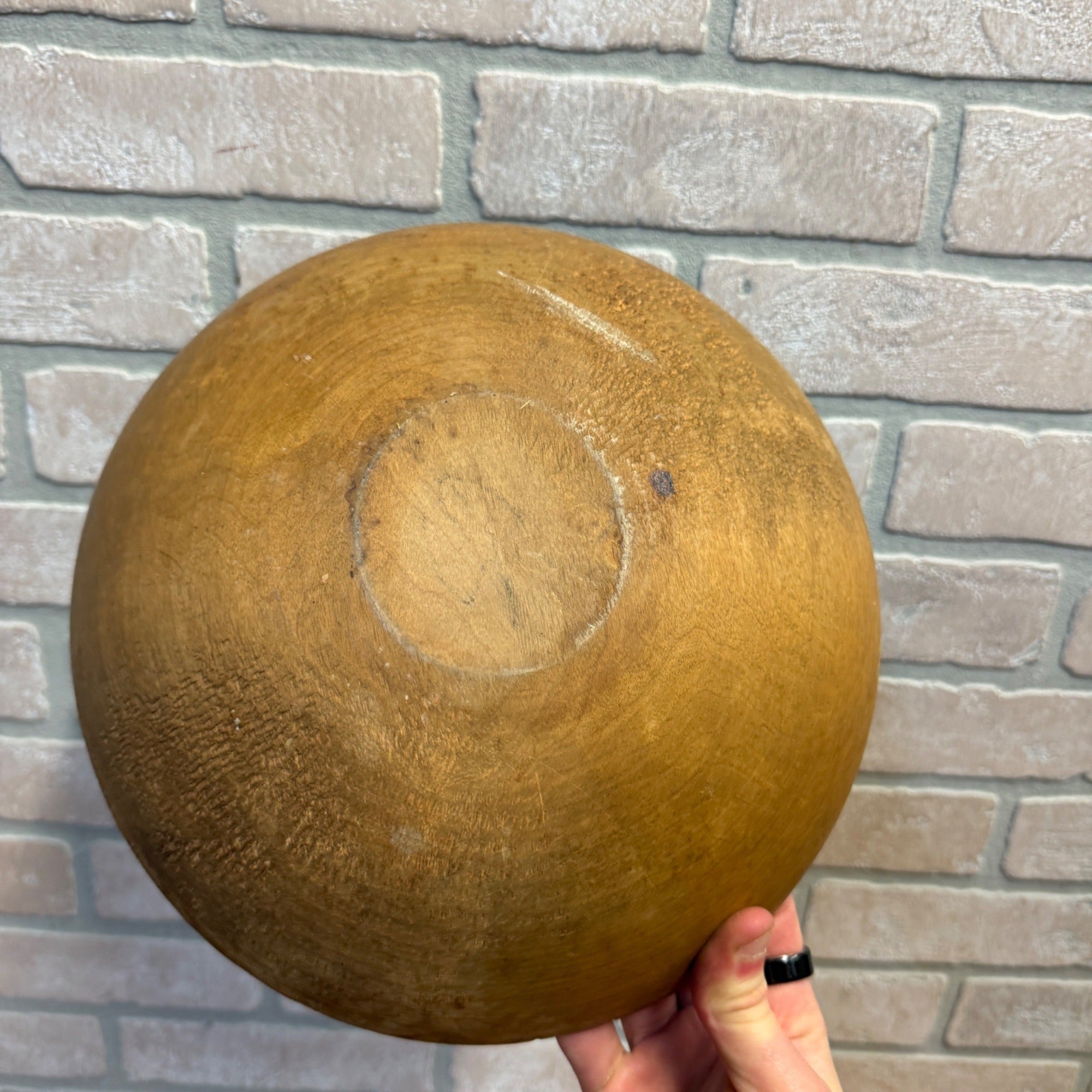 Antique Primitive 19th c. Wooden Butter Bowl w/ Paddle Scoop Farmhouse