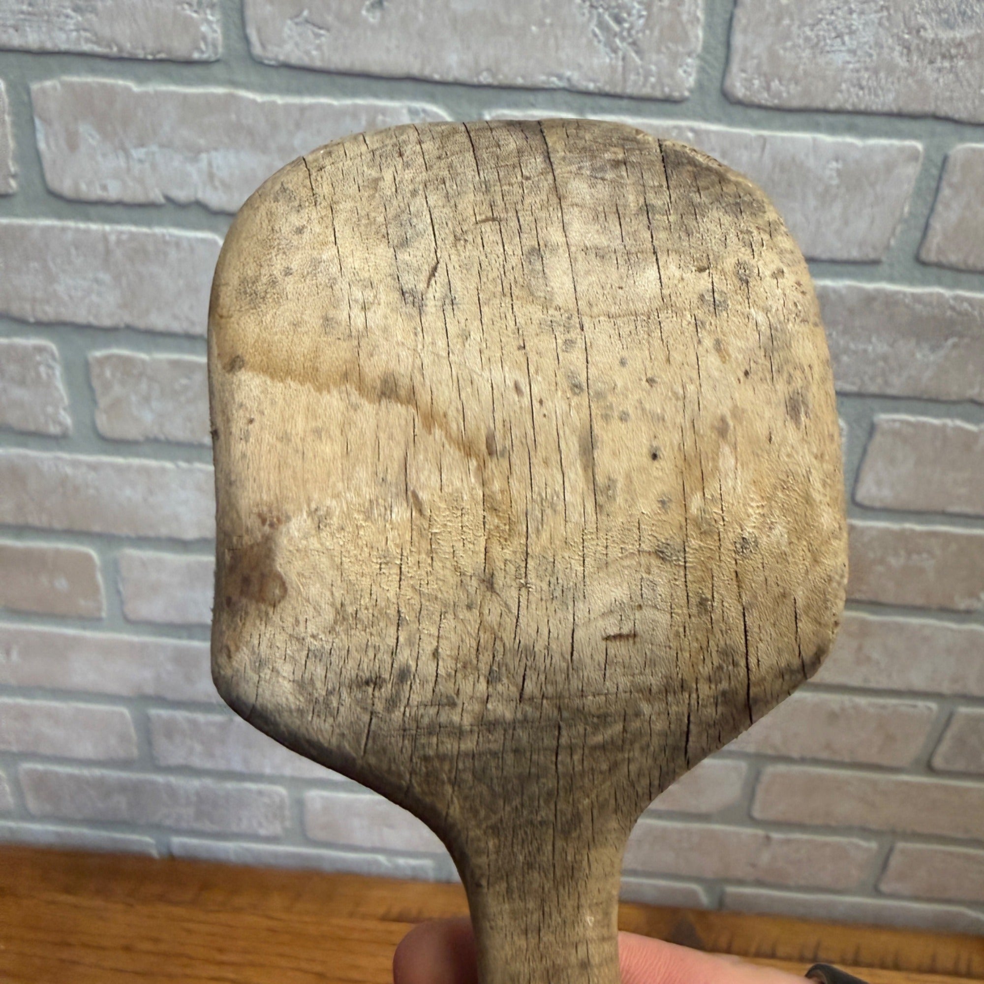 Antique Primitive 19th c. Wooden Butter Bowl w/ Paddle Scoop Farmhouse