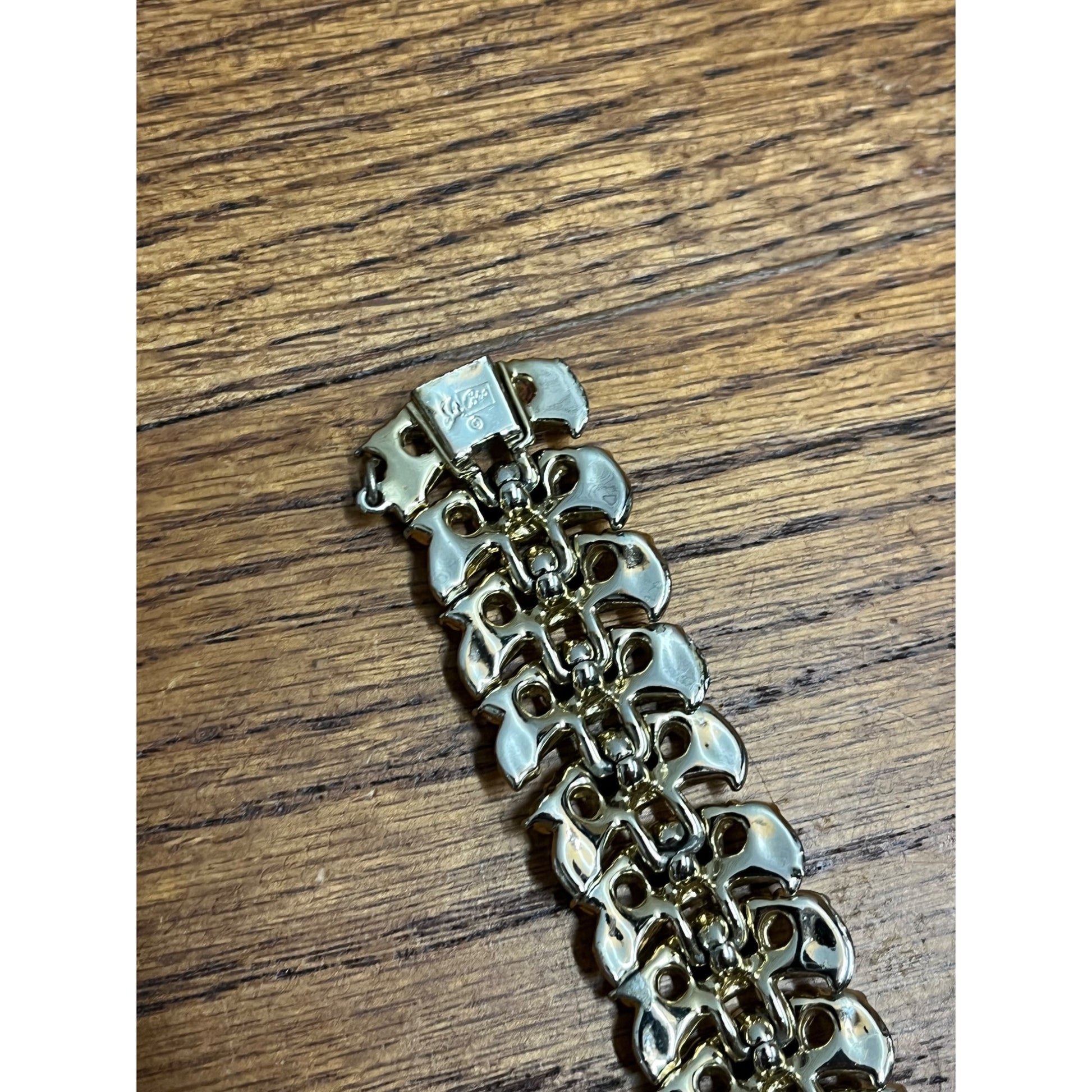 Vintage Coro Craft Bracelet & Earrings Set Red Rhinestones 7"