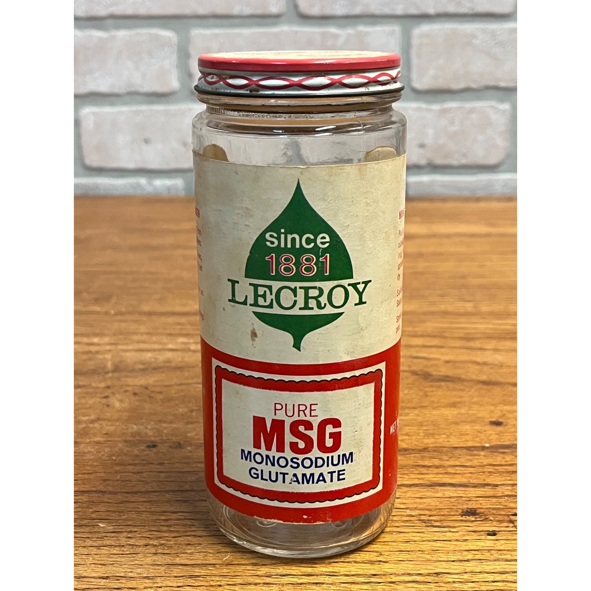 Vintage 1970s LeCroy MSG Spice Glass Jar Advertising Paper Label Camden NJ