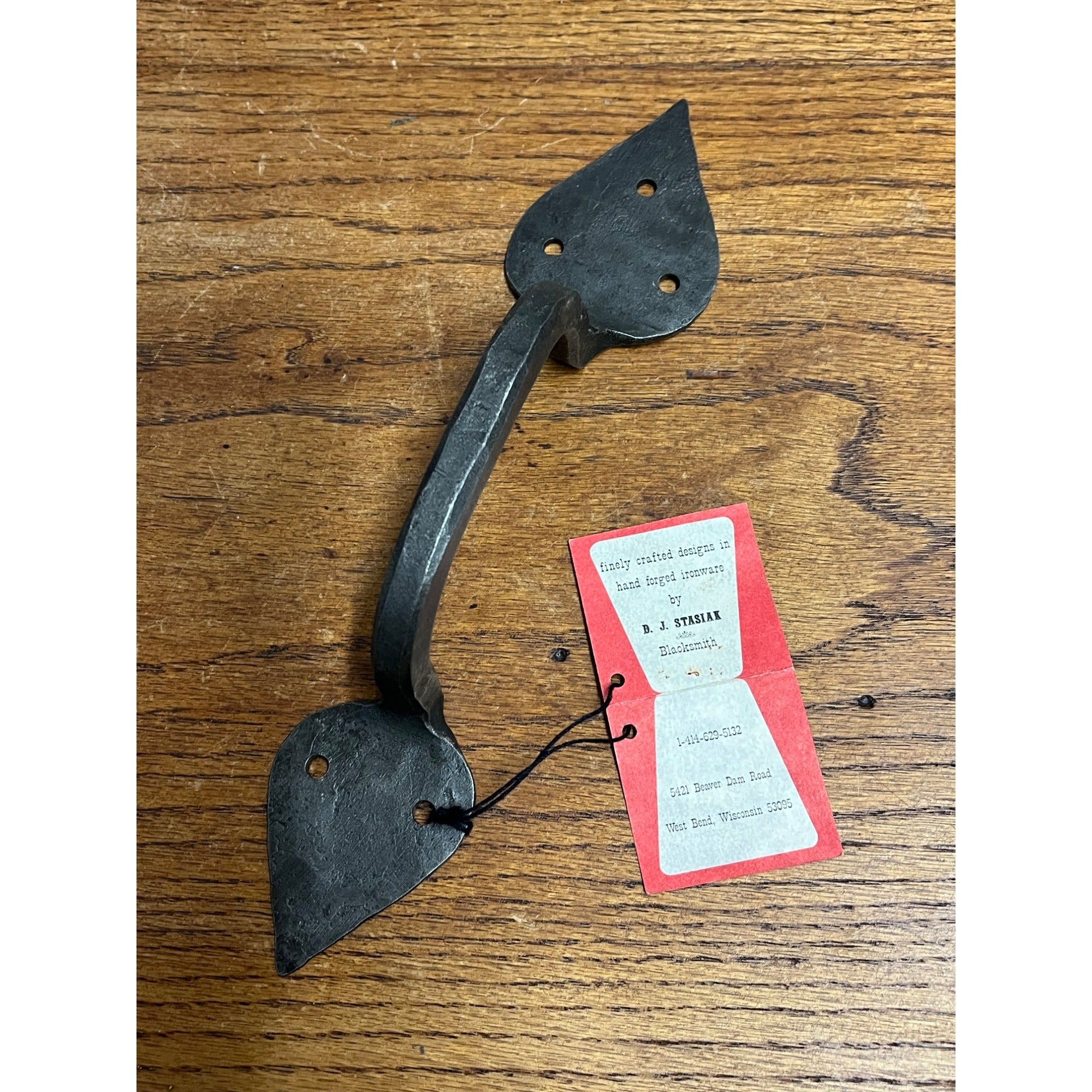 Vintage Blacksmith Hand Forged Colonial Primitive Door Pull Handle Farmhouse