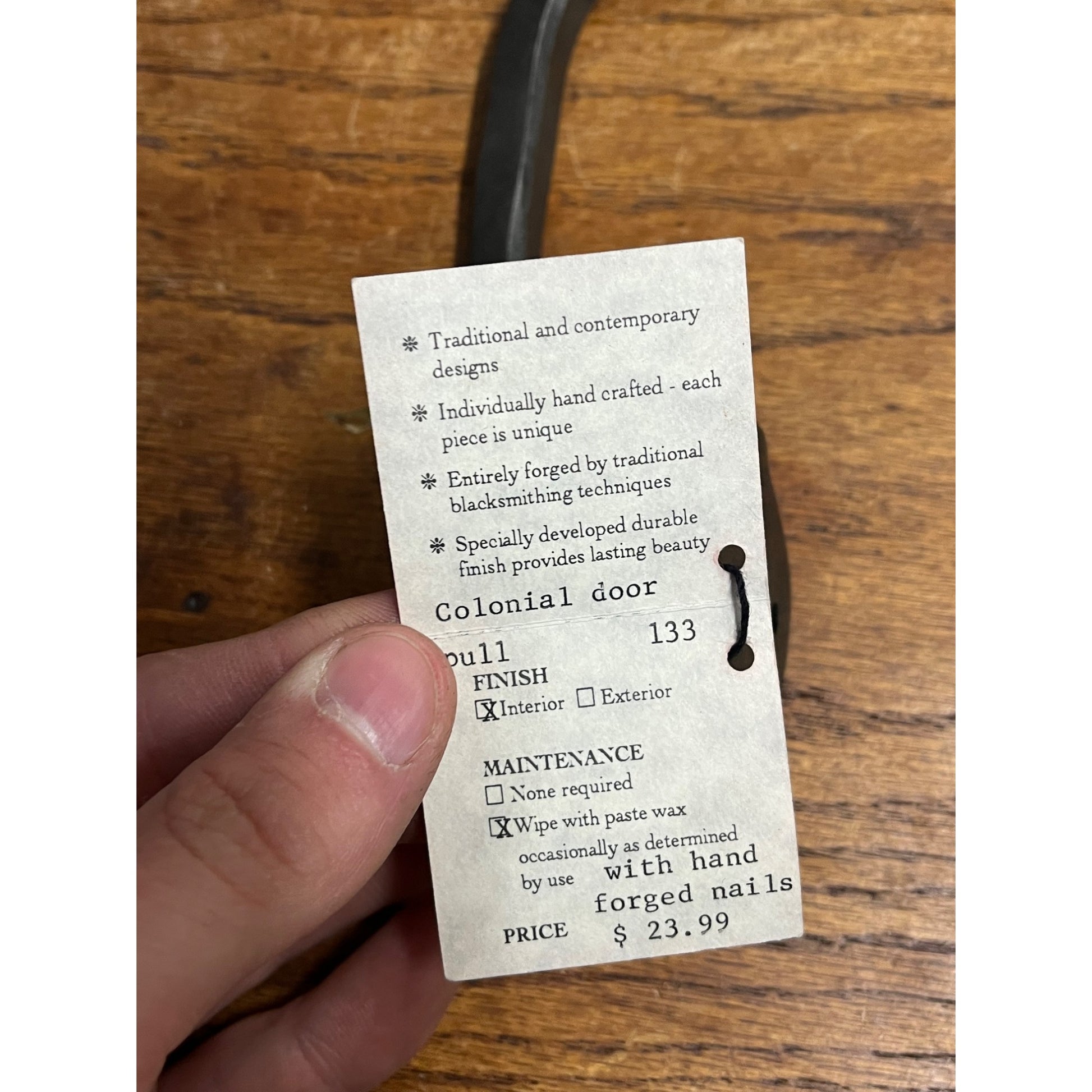 Vintage Blacksmith Hand Forged Colonial Primitive Door Pull Handle Farmhouse