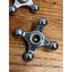 Antique Hot Cold Nickel & Porcelain Faucet Cross Handles Pair Bath Tub Sink 2.5"
