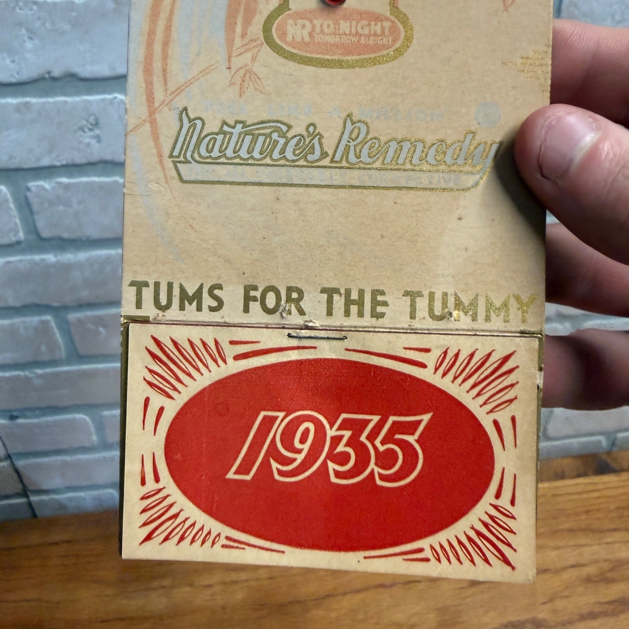 Vintage Nature’s Remedy Tums 1935 Calendar Drug Store Advertising Sign -Unused