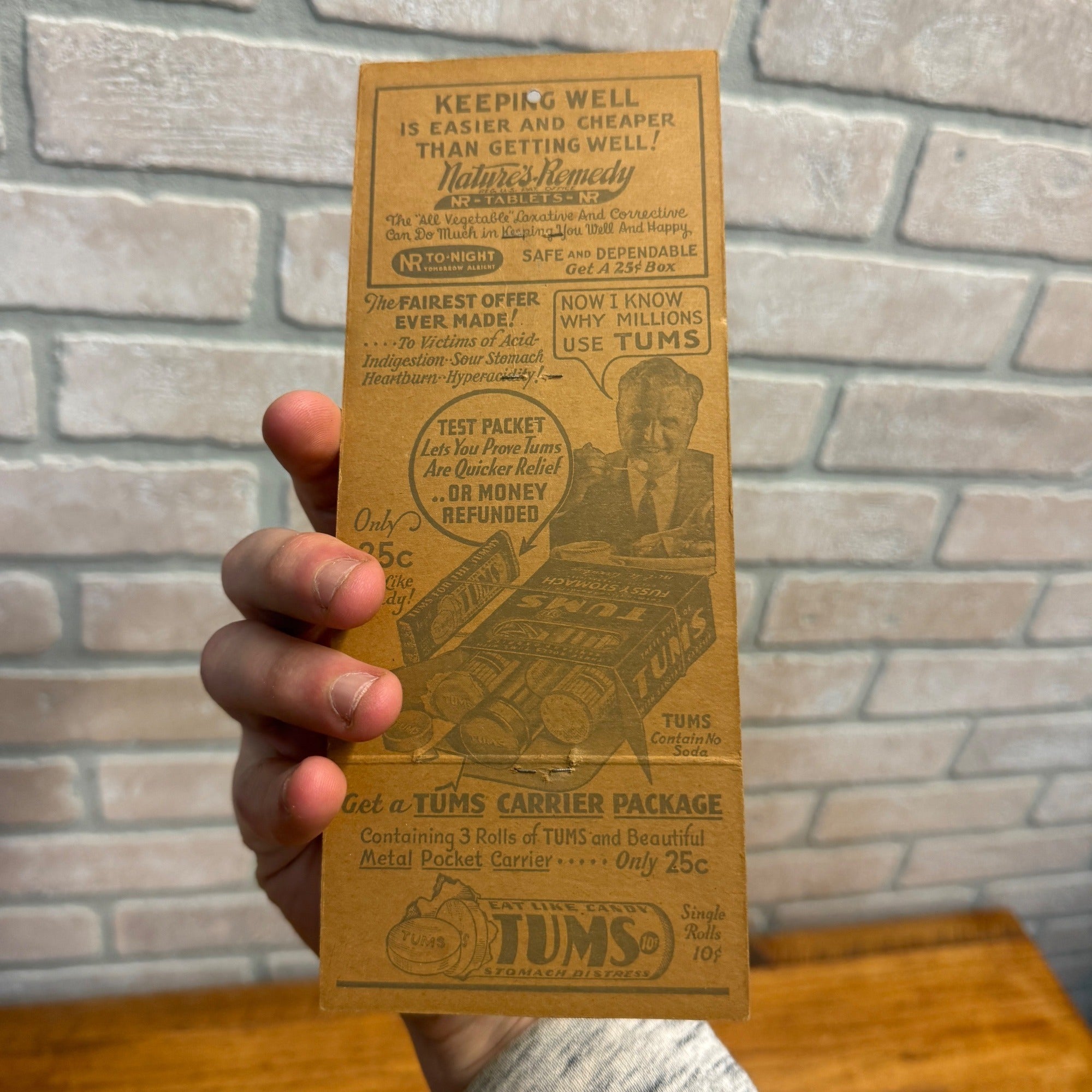 Vintage Nature’s Remedy Tums 1935 Calendar Drug Store Advertising Sign -Unused