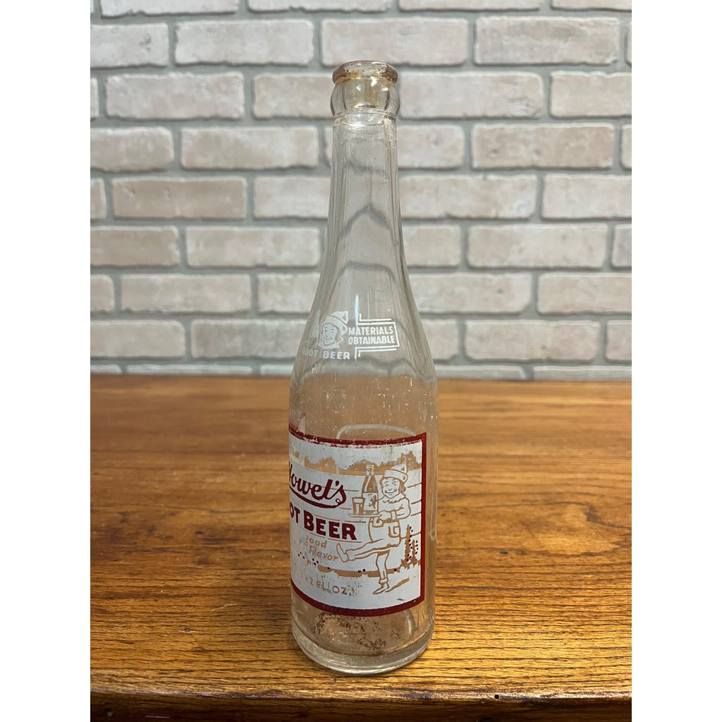 Vintage Howel's Root Beer Glass Soda Bottle Oshkosh Wisconsin Wis ACL AJ Greenkorn
