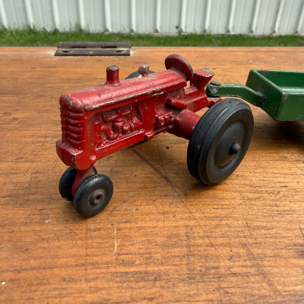 Vintage Silk Toys IH International Red Tractor w/ Trailer Wagon 1/64 Farm Toy