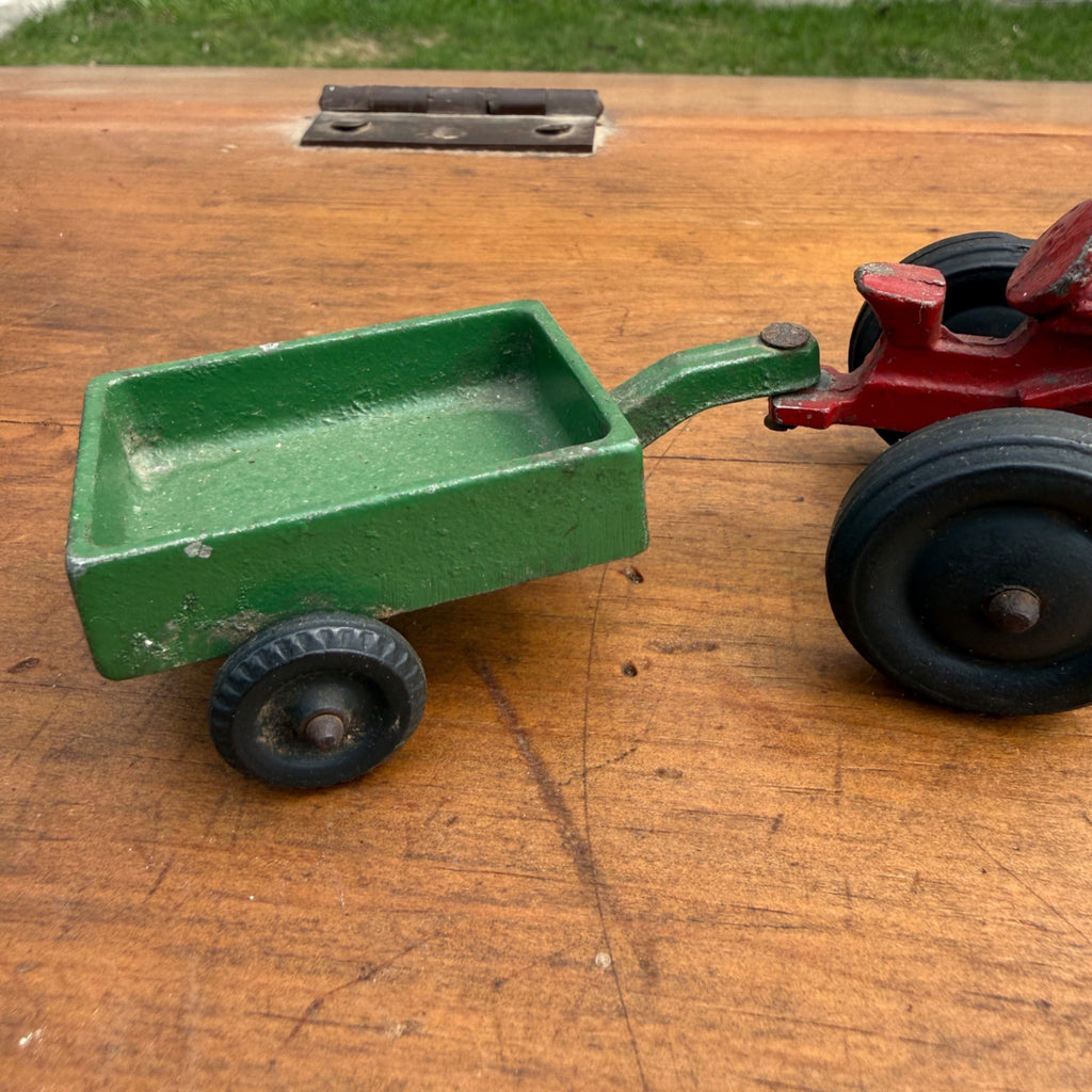 Vintage Silk Toys IH International Red Tractor w/ Trailer Wagon 1/64 Farm Toy