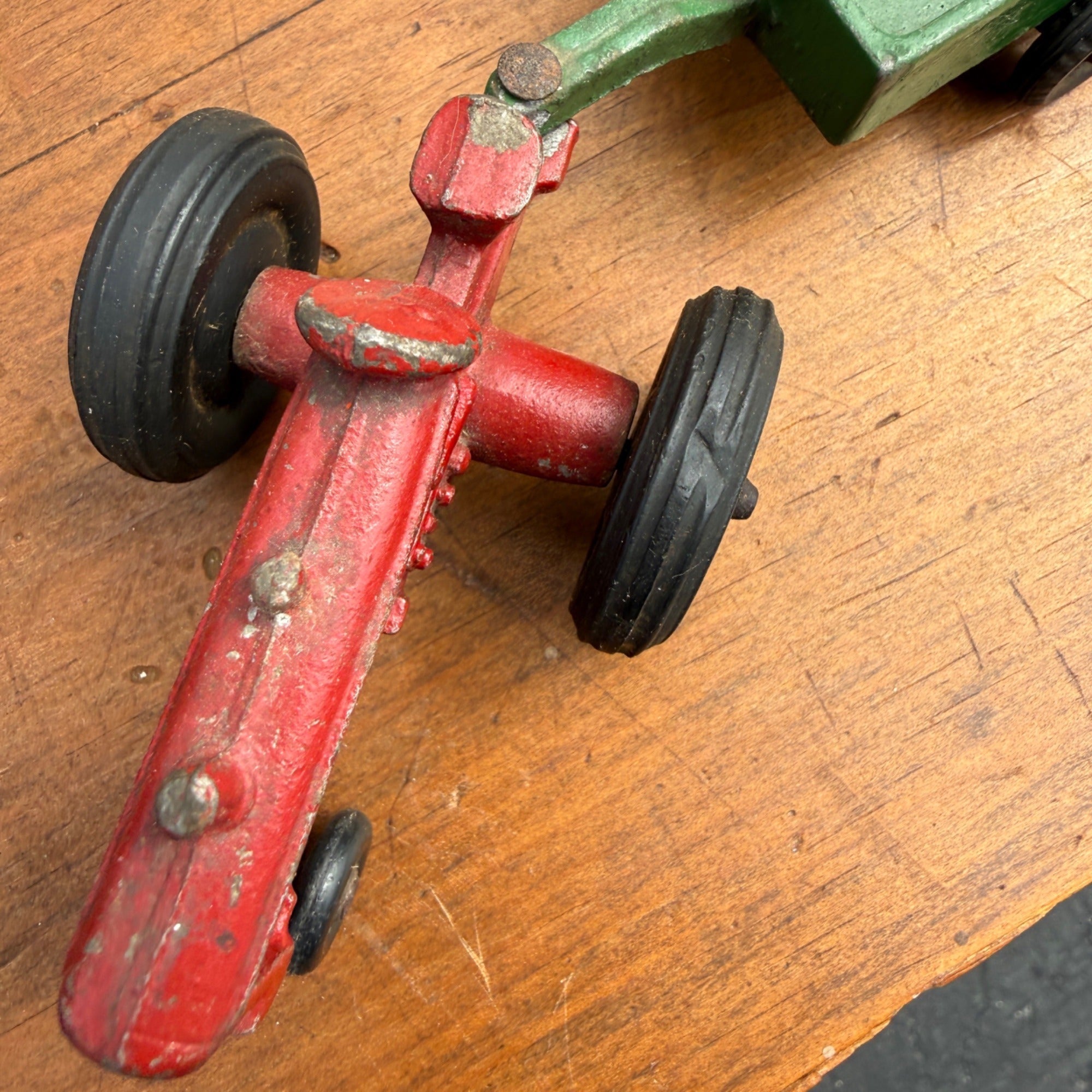 Vintage Silk Toys IH International Red Tractor w/ Trailer Wagon 1/64 Farm Toy