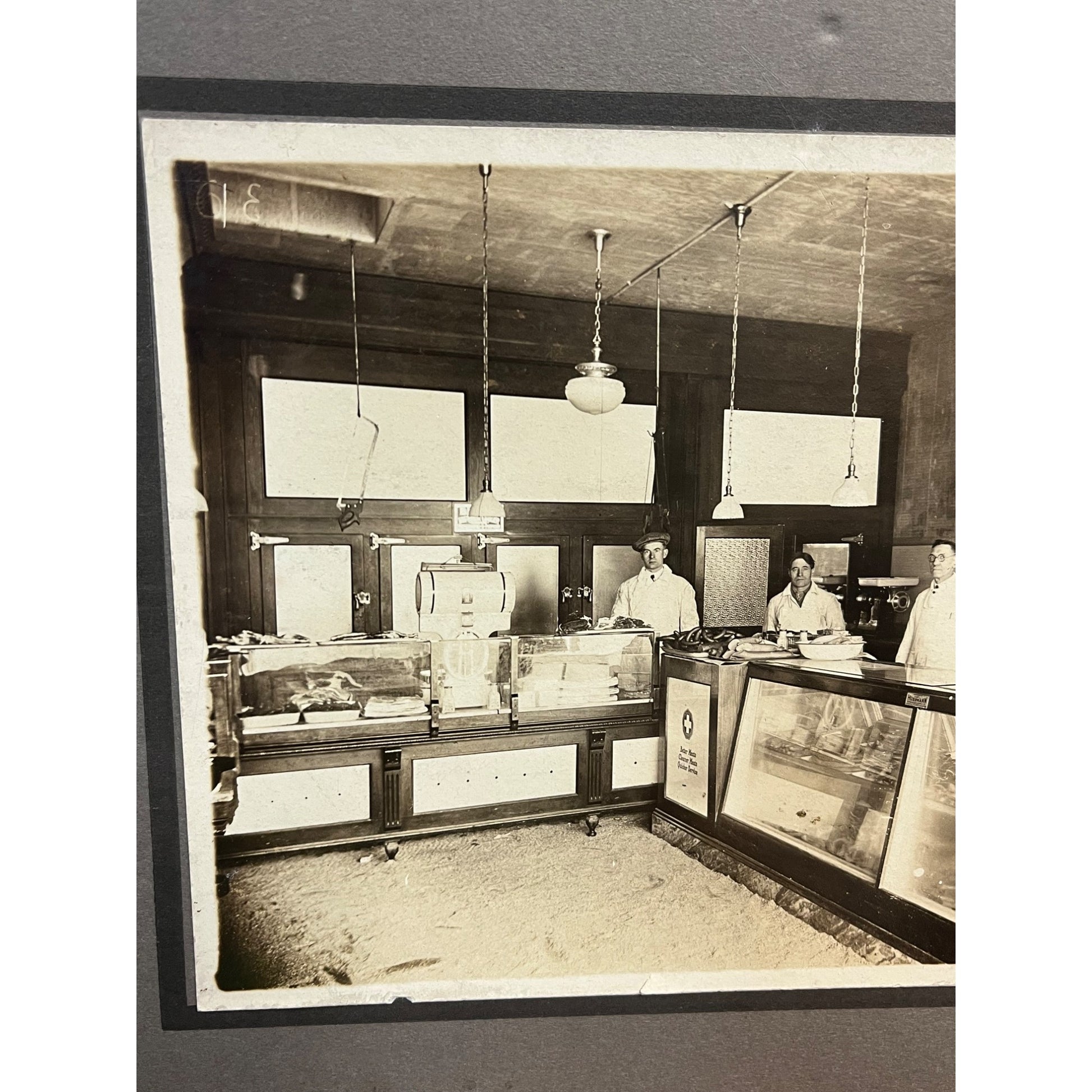Rare Antique Cabinet Real Photo Interior Butcher Shop Retail Store Chicago