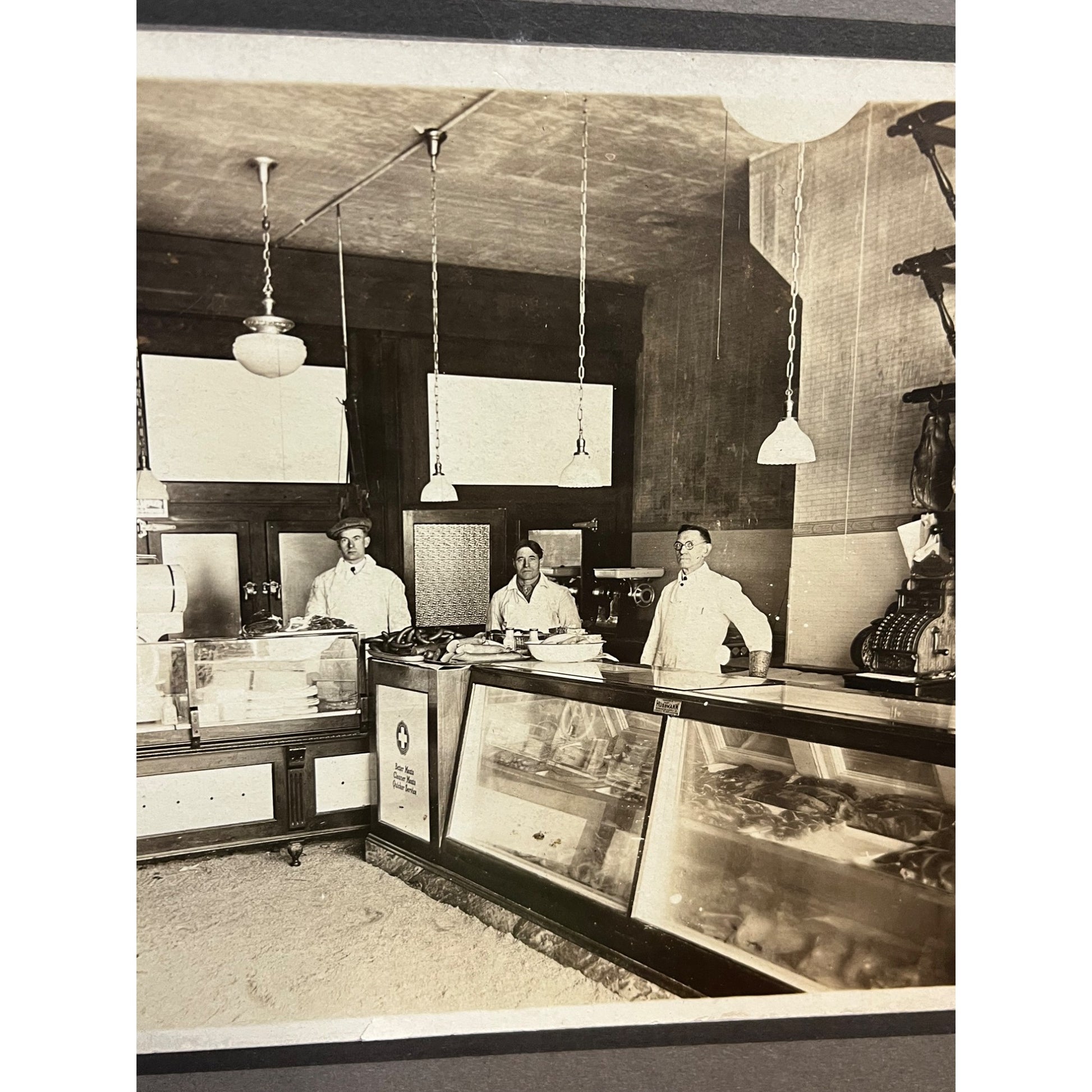 Rare Antique Cabinet Real Photo Interior Butcher Shop Retail Store Chicago