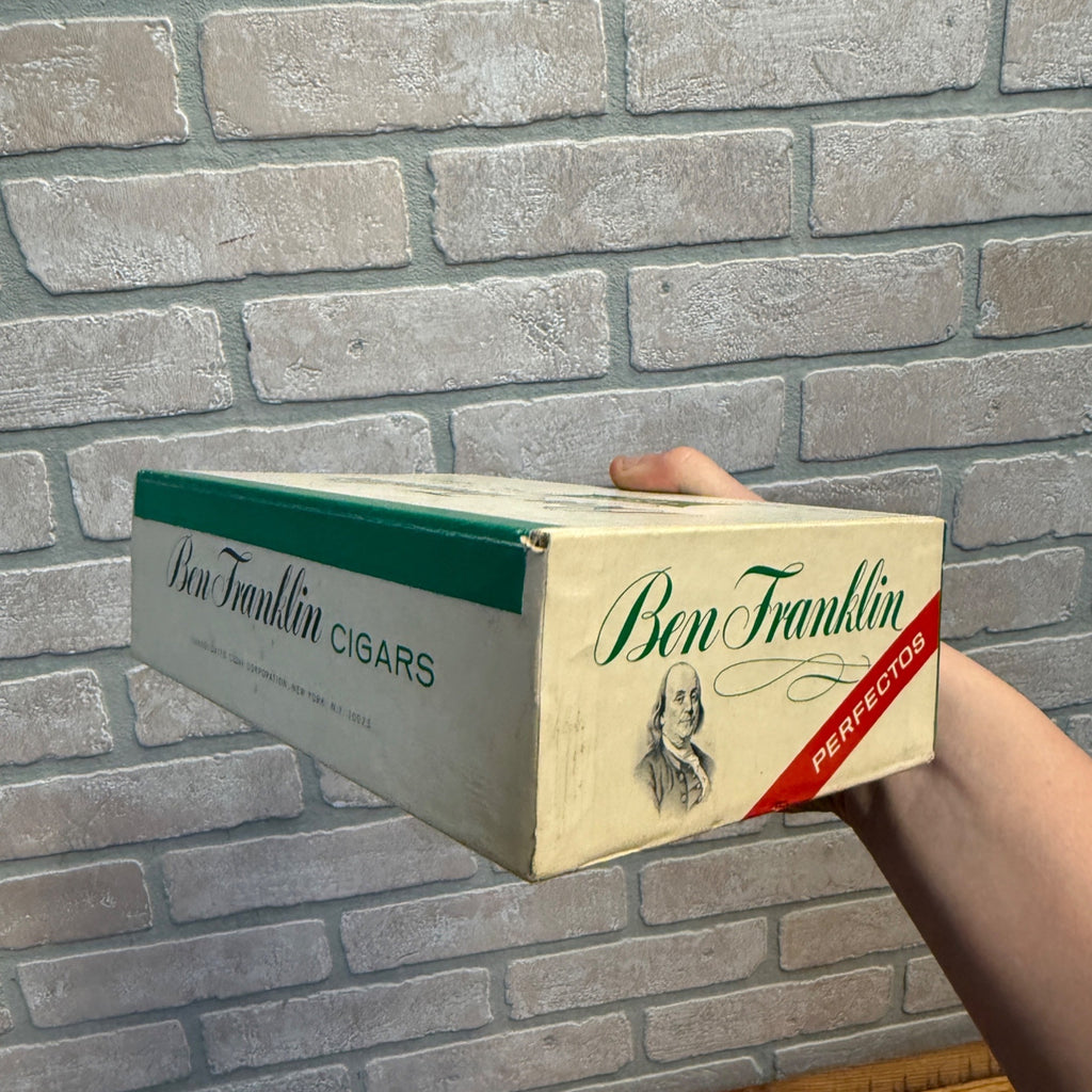 Vintage Ben Franklin Perfectos Cigars Cardboard Box Consolidated Cigar Co. NY
