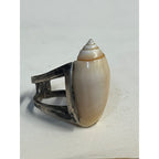 Vintage Modernist Silver Shell Statement Ring Natural Sea Shell Art - Sterling?