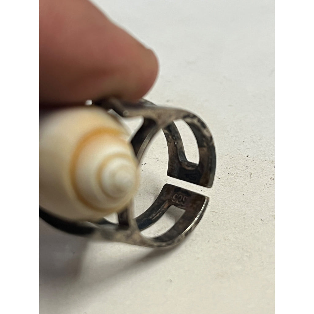 Vintage Modernist Silver Shell Statement Ring Natural Sea Shell Art - Sterling?
