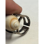 Vintage Modernist Silver Shell Statement Ring Natural Sea Shell Art - Sterling?