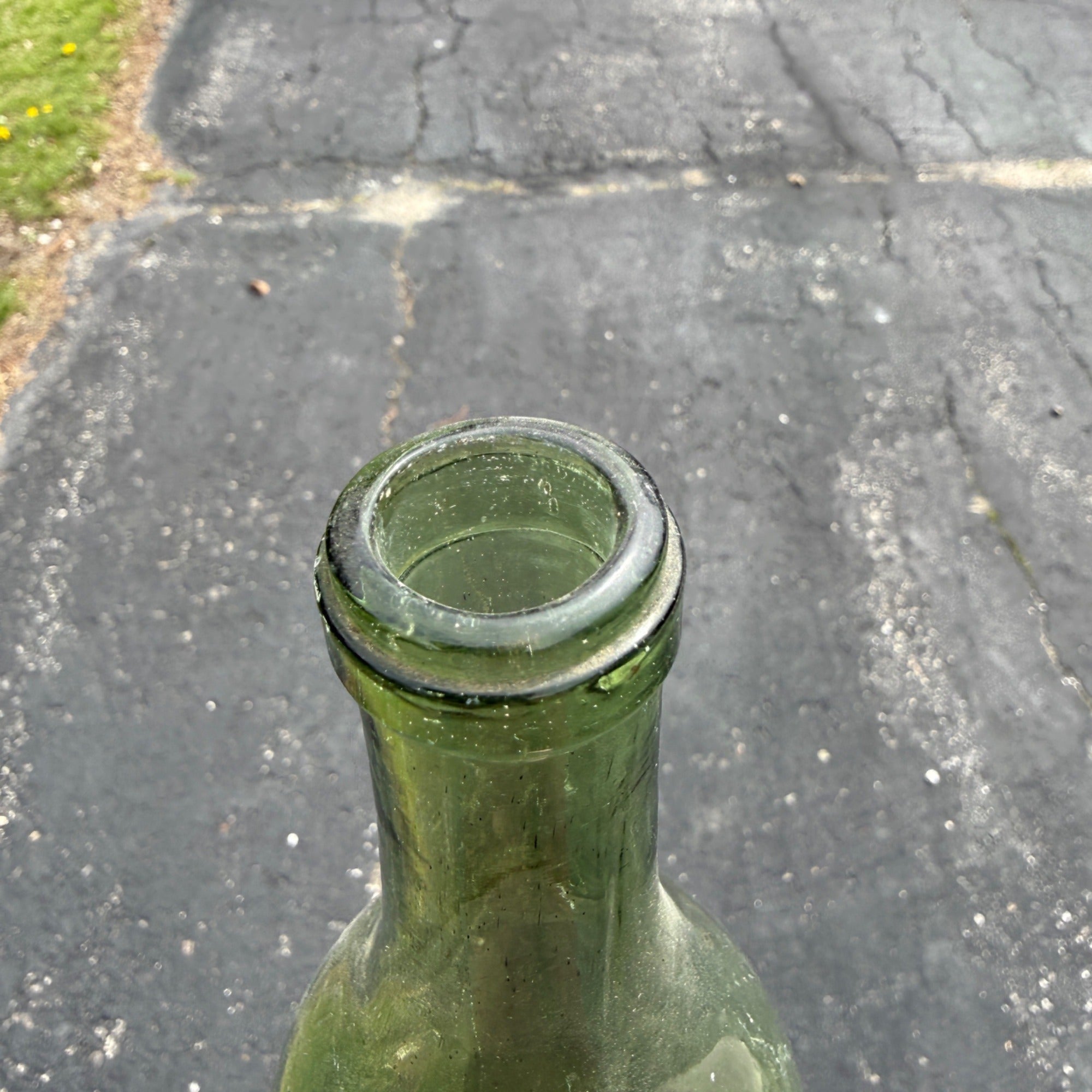 Antique 19th Century 12" Wine Olive Green Bottle Push-up Base 1800s