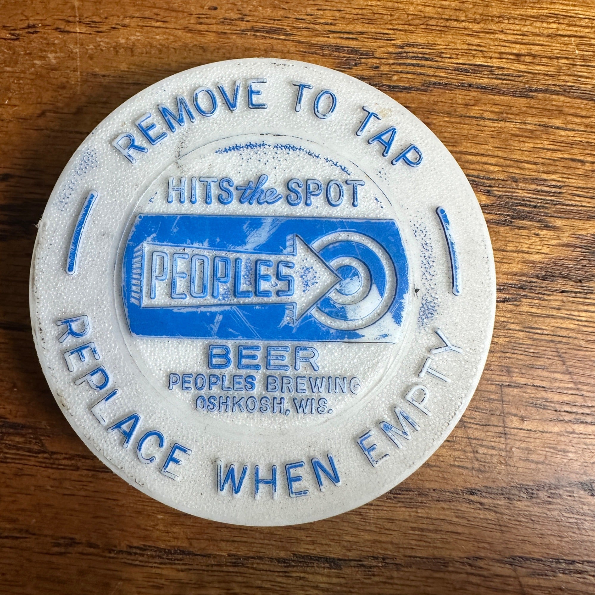Vintage Peoples Brewing Co. Oshkosh Wis. Keg Beer Tap Cover