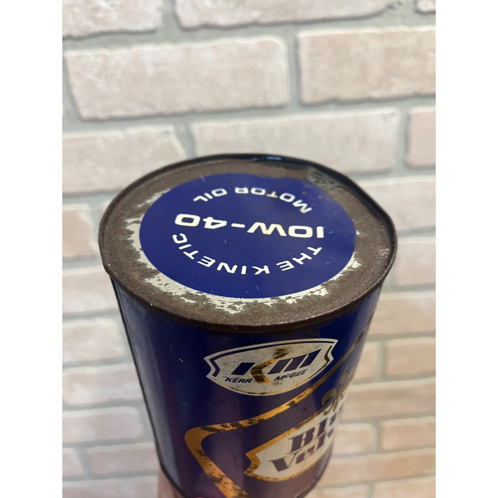 Vintage 1960s Kerr McGee Blue Velvet Motor Oil Metal Can 1qt Advertising - Empty