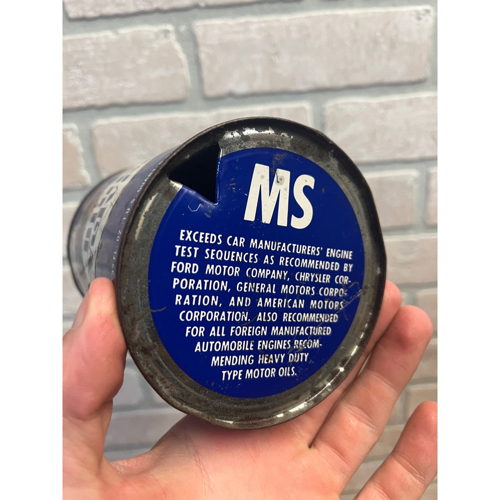 Vintage 1960s Kerr McGee Blue Velvet Motor Oil Metal Can 1qt Advertising - Empty