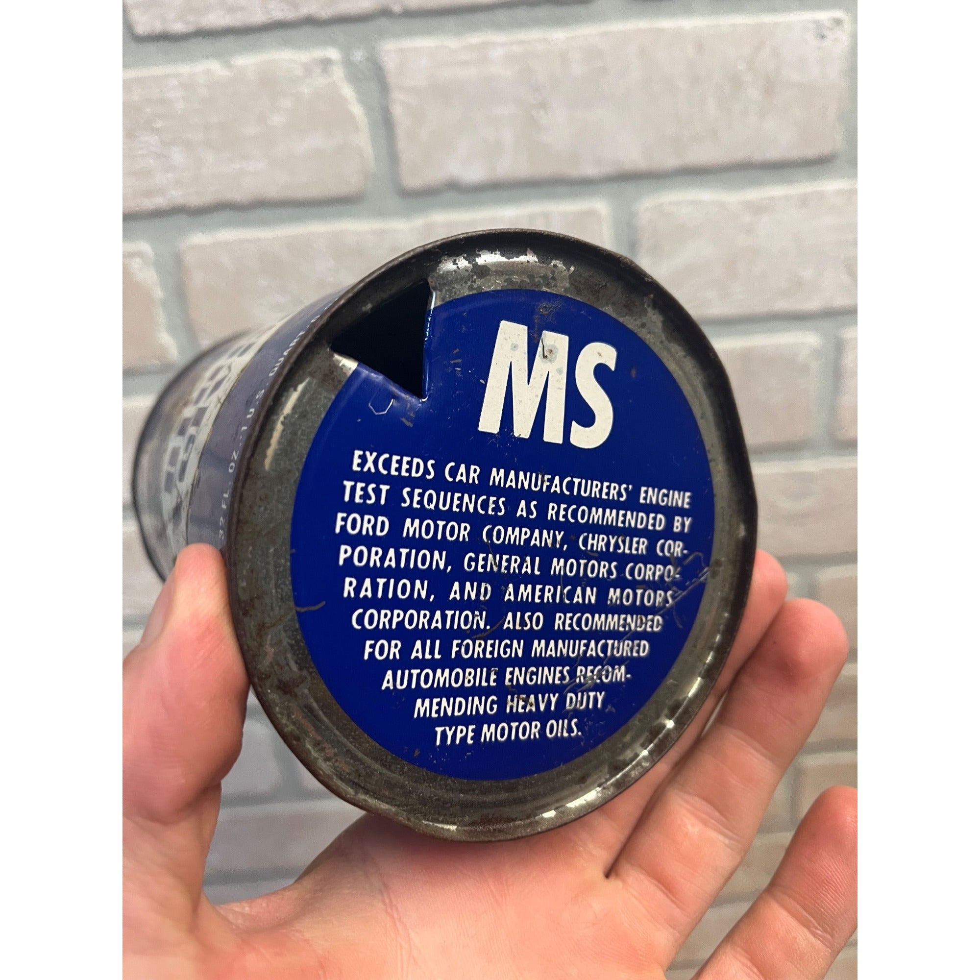 Vintage 1960s Kerr McGee Blue Velvet Motor Oil Metal Can 1qt Advertising - Empty
