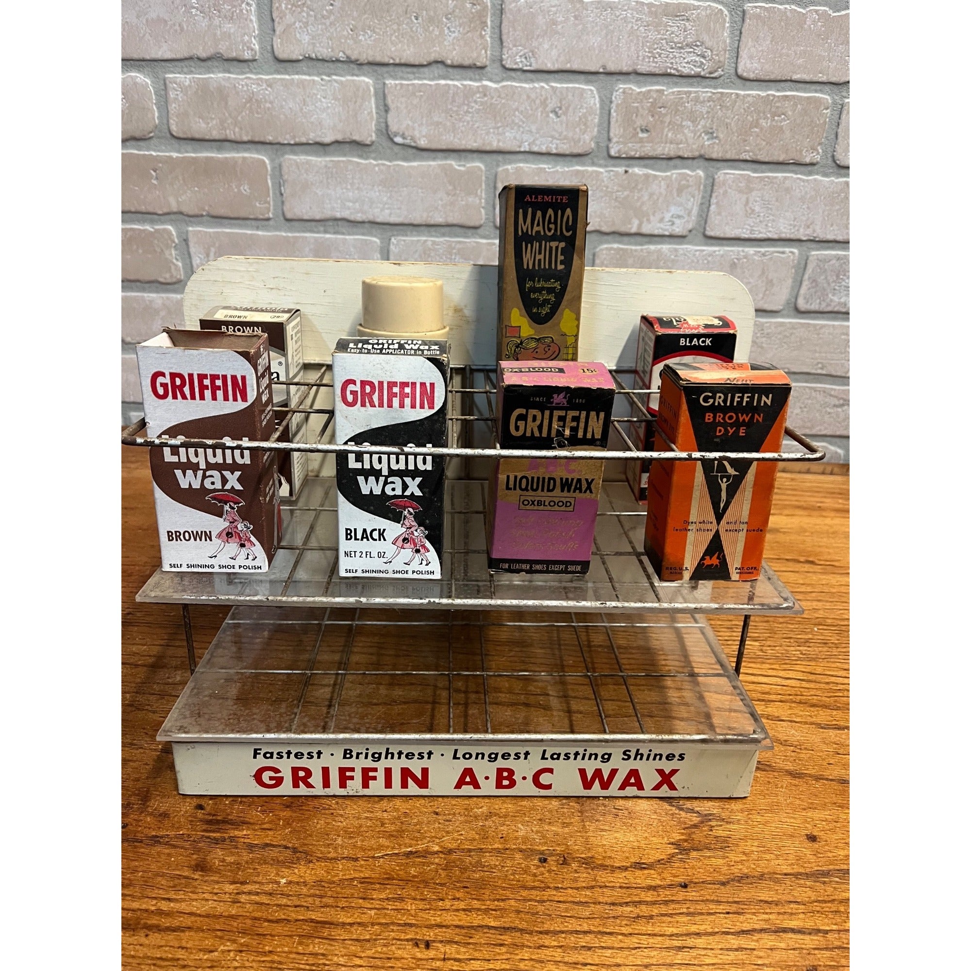 Vintage GRIFFIN ABC Shoe Polish Wax Store Display Advertising Wall Rack Sign