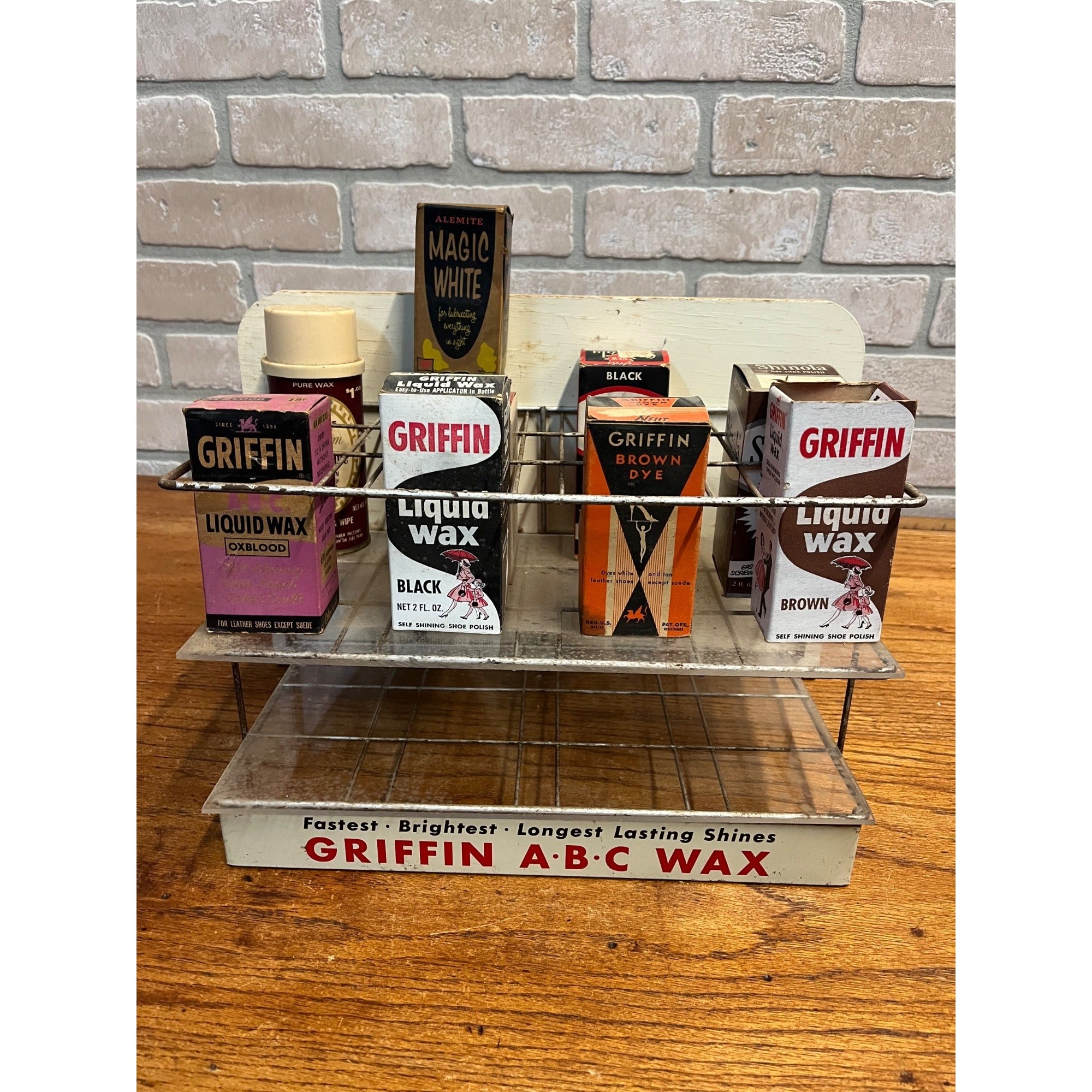 Vintage GRIFFIN ABC Shoe Polish Wax Store Display Advertising Wall Rack Sign