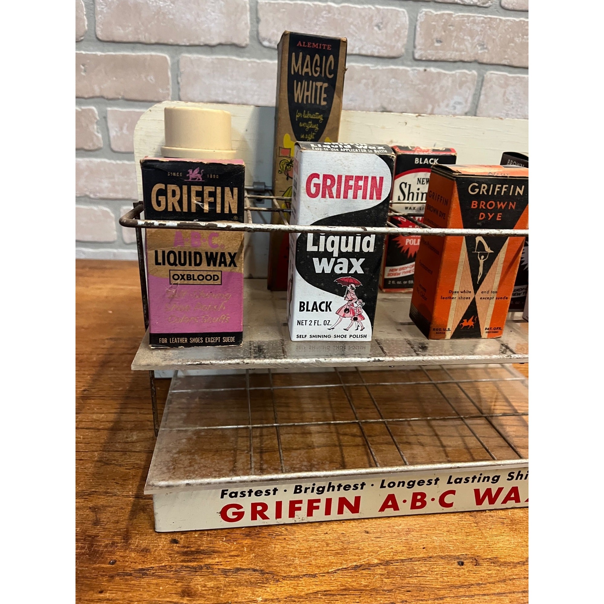 Vintage GRIFFIN ABC Shoe Polish Wax Store Display Advertising Wall Rack Sign