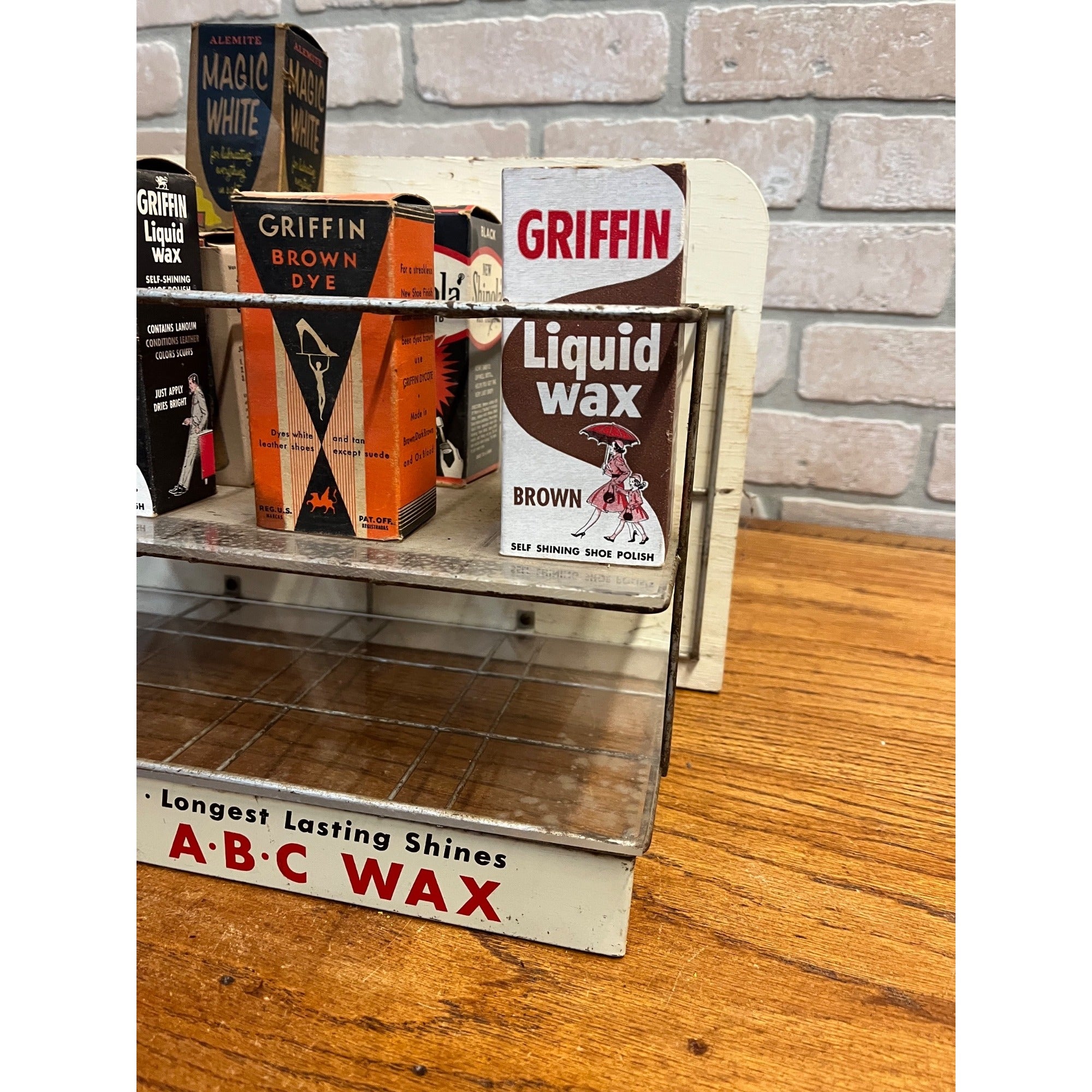Vintage GRIFFIN ABC Shoe Polish Wax Store Display Advertising Wall Rack Sign