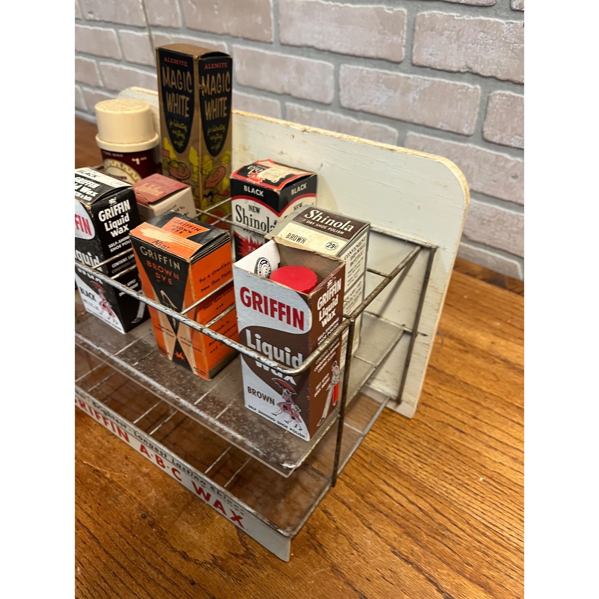 Vintage GRIFFIN ABC Shoe Polish Wax Store Display Advertising Wall Rack Sign
