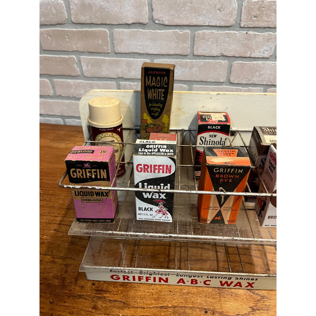 Vintage GRIFFIN ABC Shoe Polish Wax Store Display Advertising Wall Rack Sign