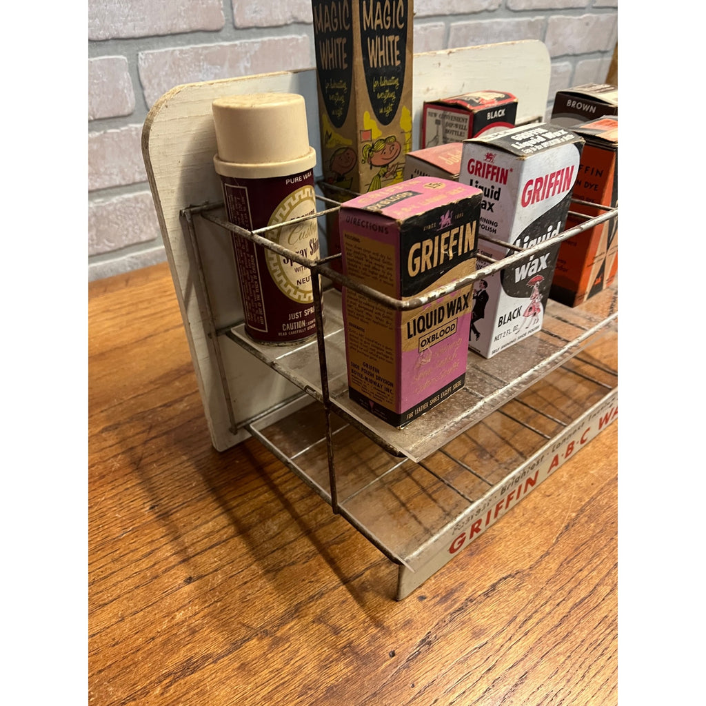 Vintage GRIFFIN ABC Shoe Polish Wax Store Display Advertising Wall Rack Sign