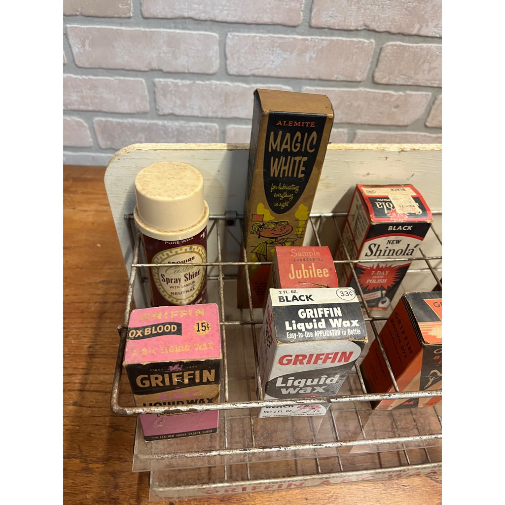 Vintage GRIFFIN ABC Shoe Polish Wax Store Display Advertising Wall Rack Sign