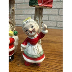 Vintage 1960s Kitschy Japan Santa & Mrs Claus Porcelain Candle Holders Pair