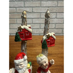 Vintage 1960s Kitschy Japan Santa & Mrs Claus Porcelain Candle Holders Pair