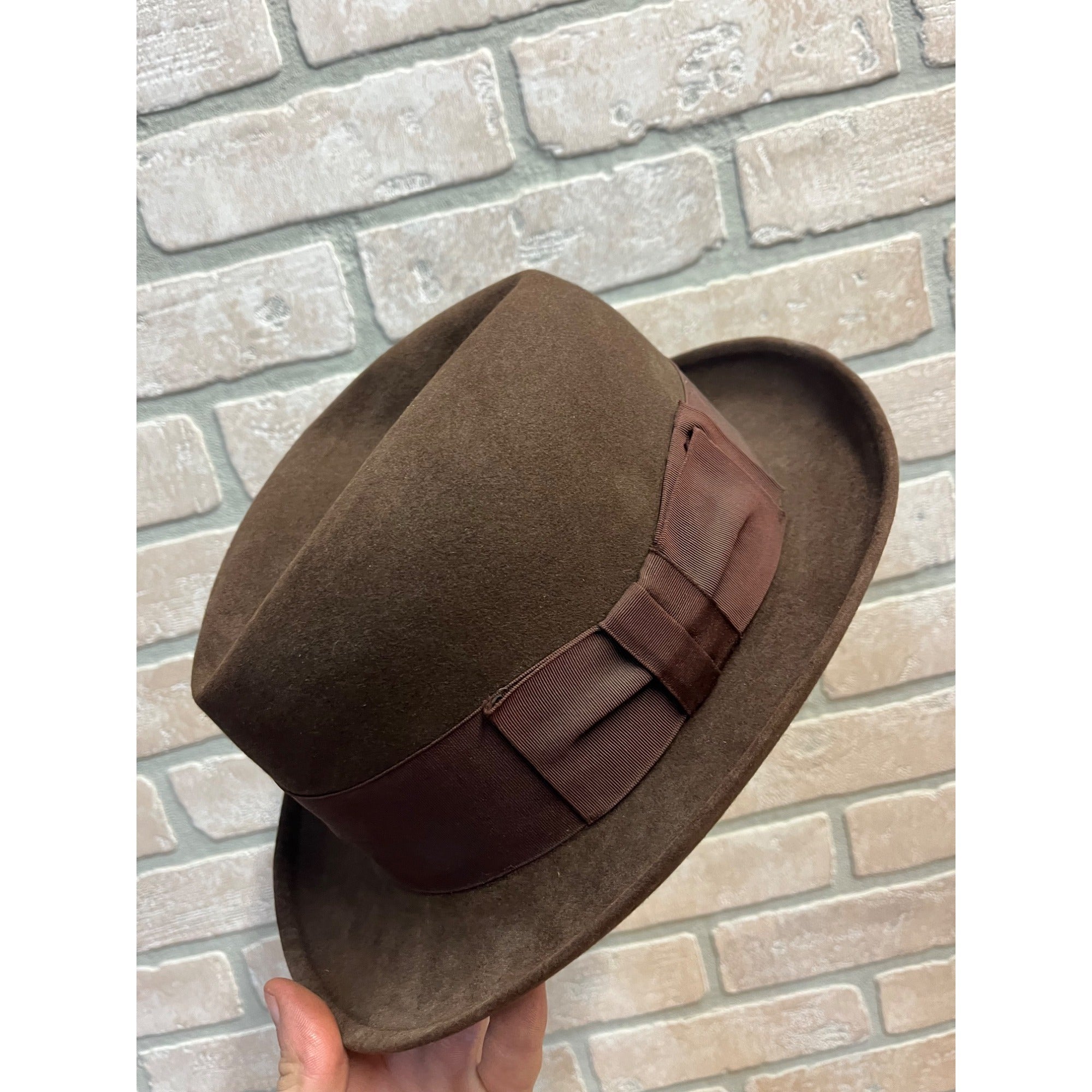 Vintage 1940s 1950s Dobbs Fifteen Brown Fedora Hat 7 3/8