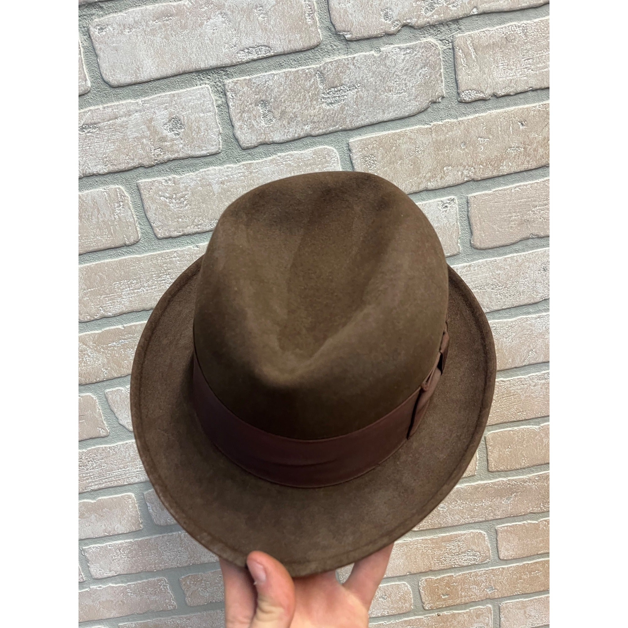 Vintage 1940s 1950s Dobbs Fifteen Brown Fedora Hat 7 3/8