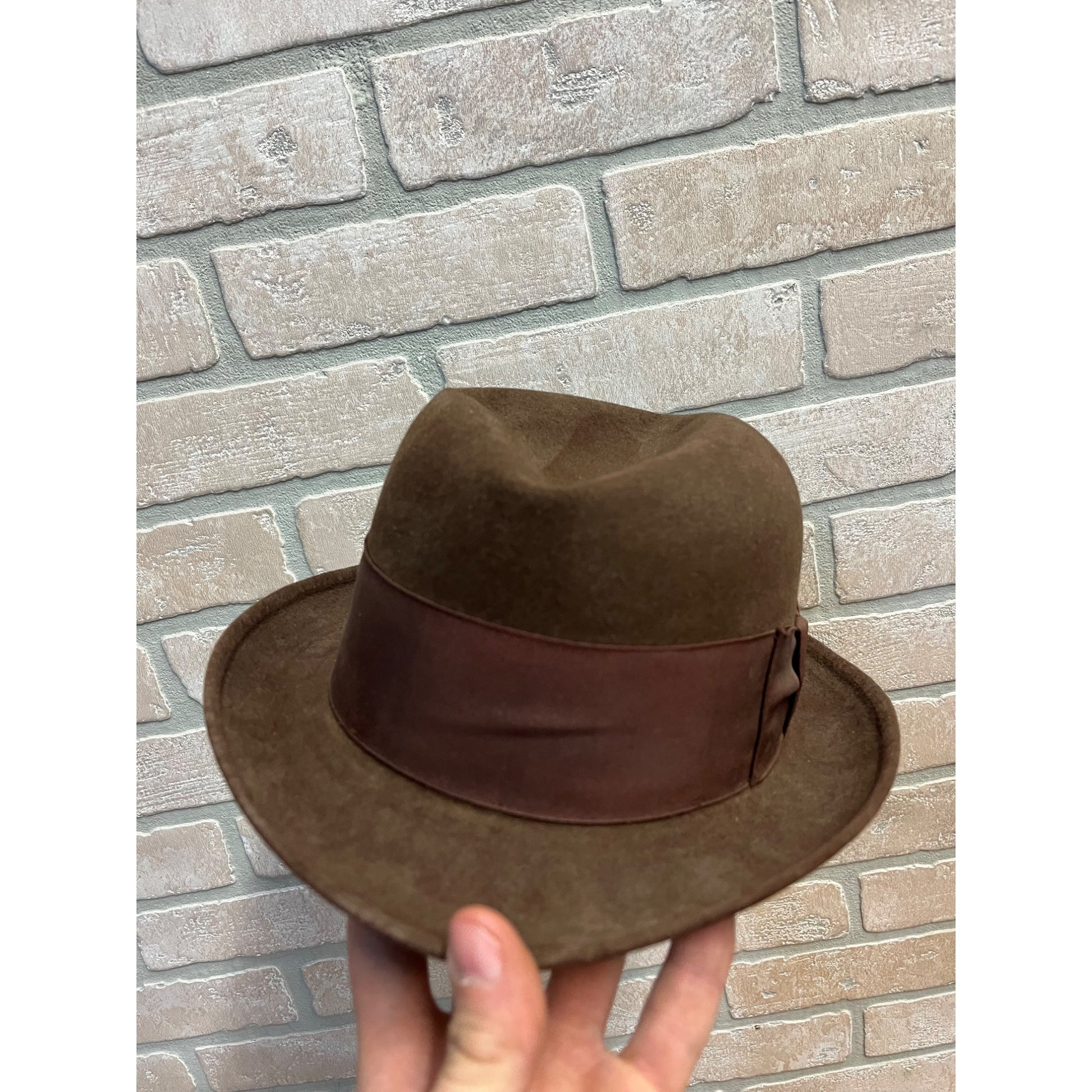 Vintage 1940s 1950s Dobbs Fifteen Brown Fedora Hat 7 3/8