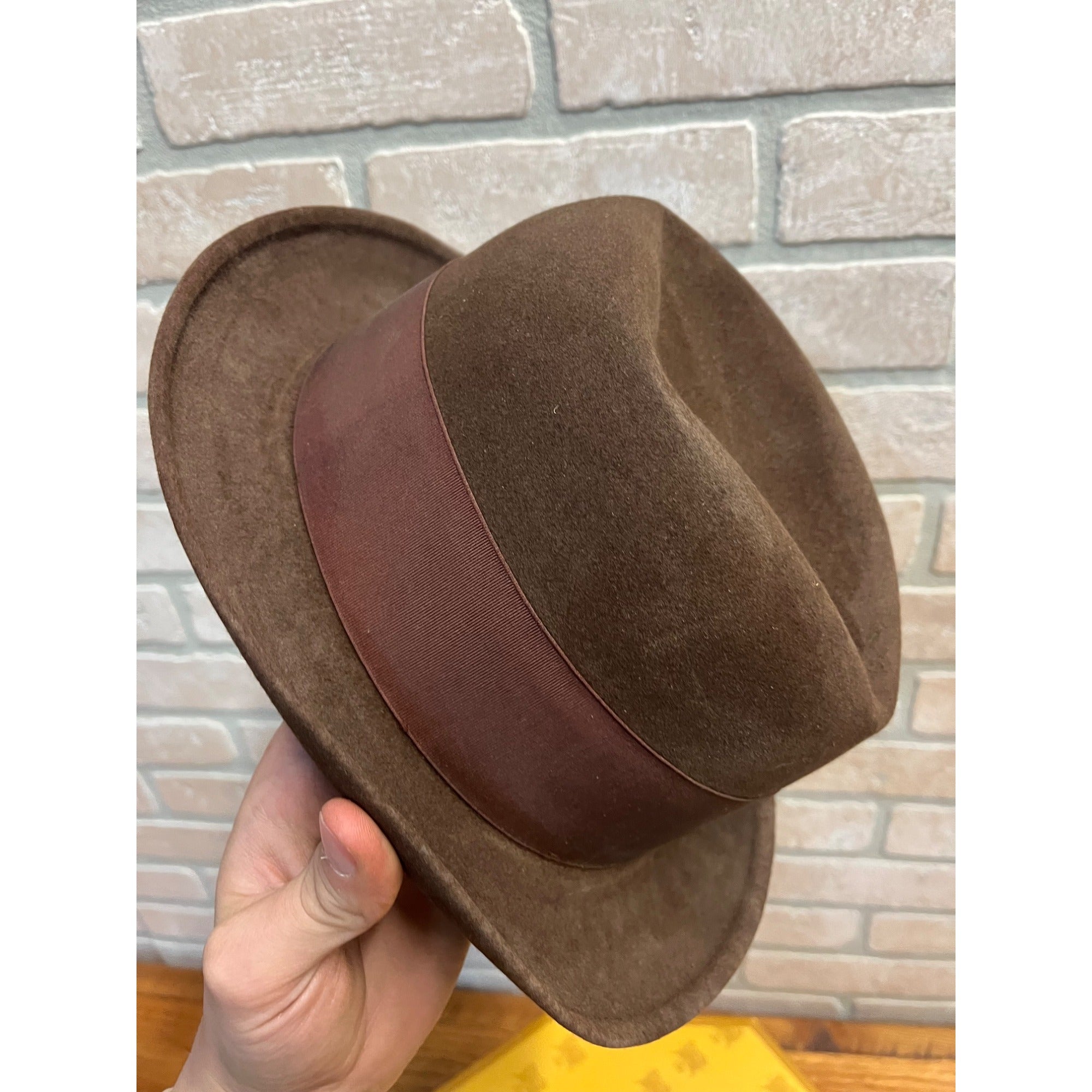 Vintage 1940s 1950s Dobbs Fifteen Brown Fedora Hat 7 3/8