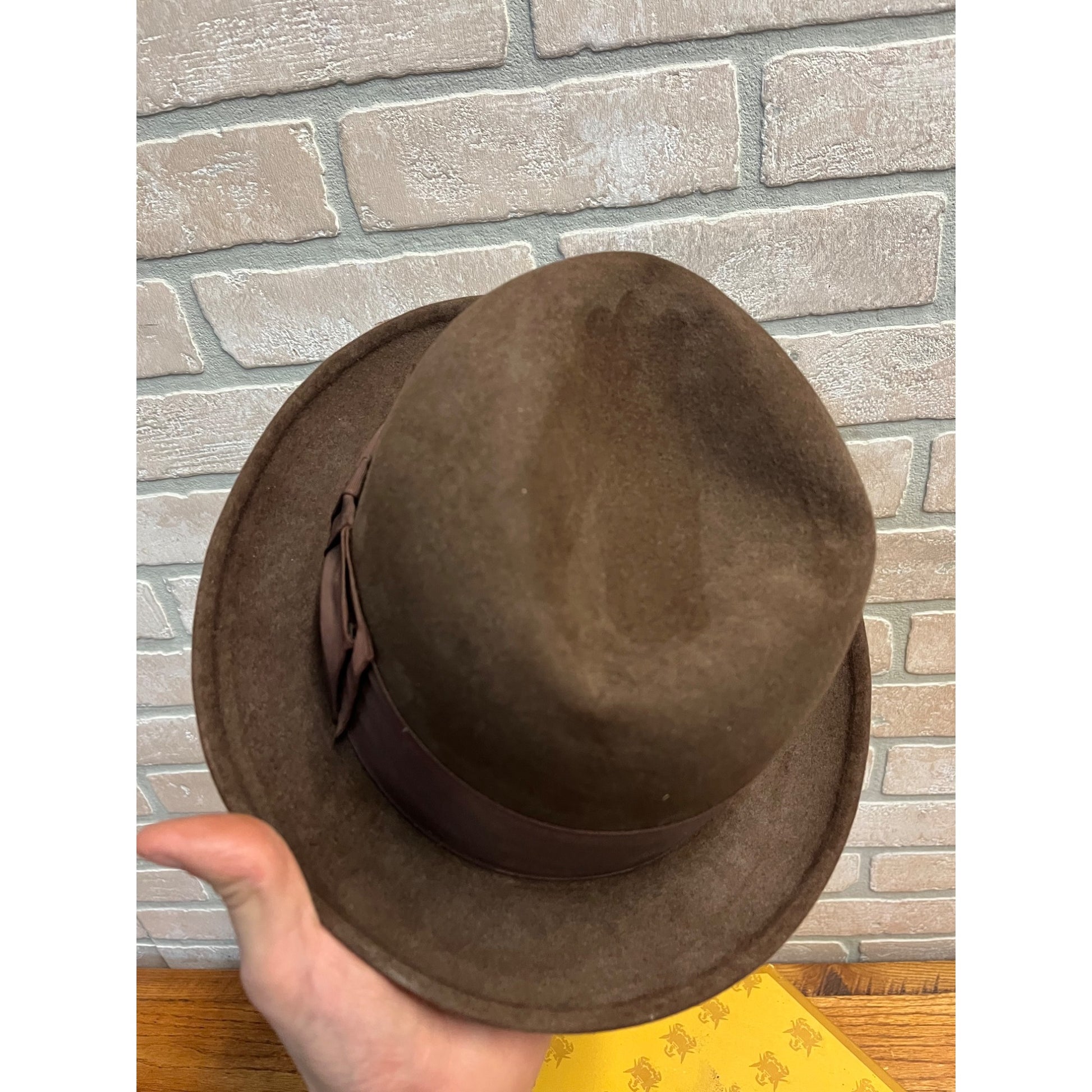 Vintage 1940s 1950s Dobbs Fifteen Brown Fedora Hat 7 3/8