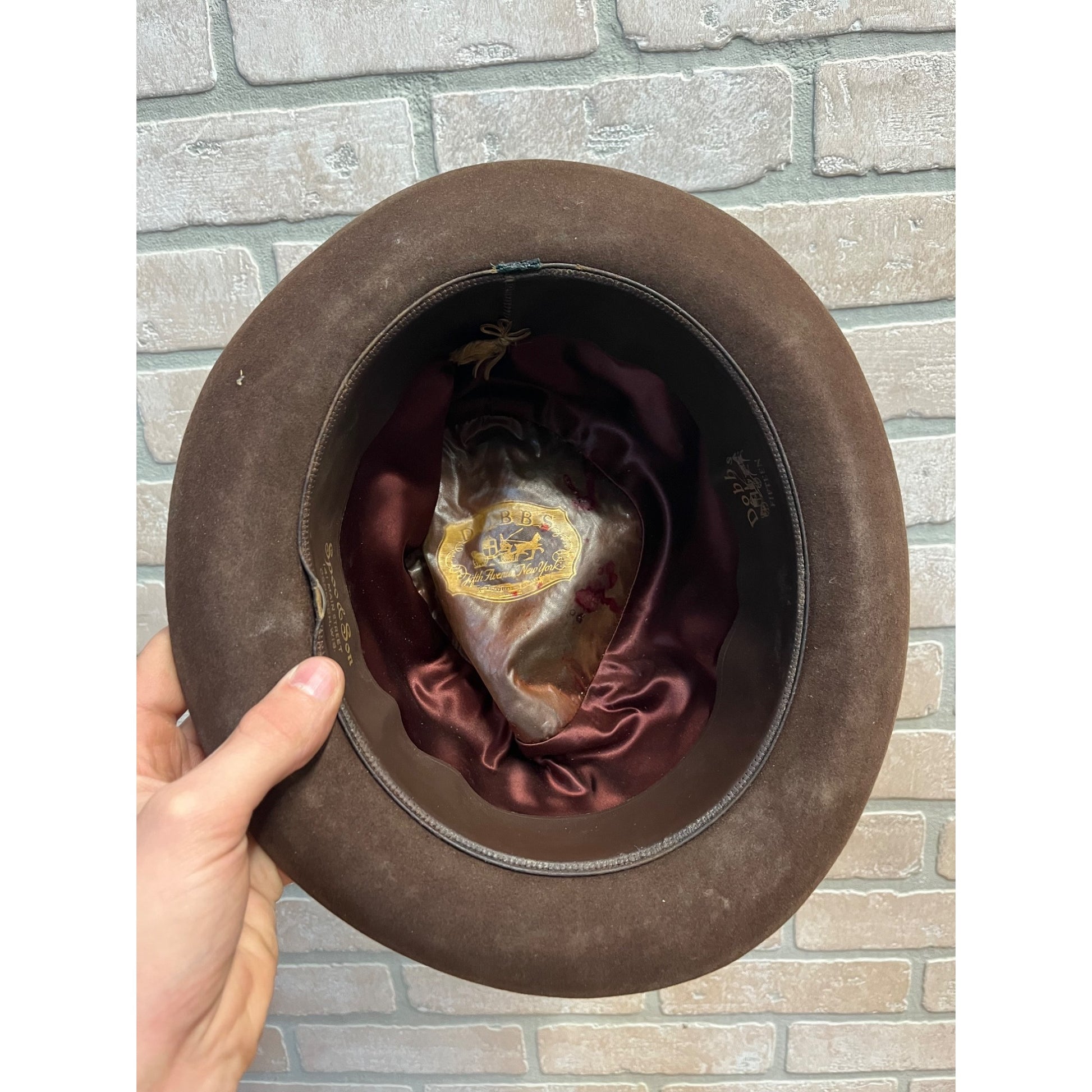 Vintage 1940s 1950s Dobbs Fifteen Brown Fedora Hat 7 3/8